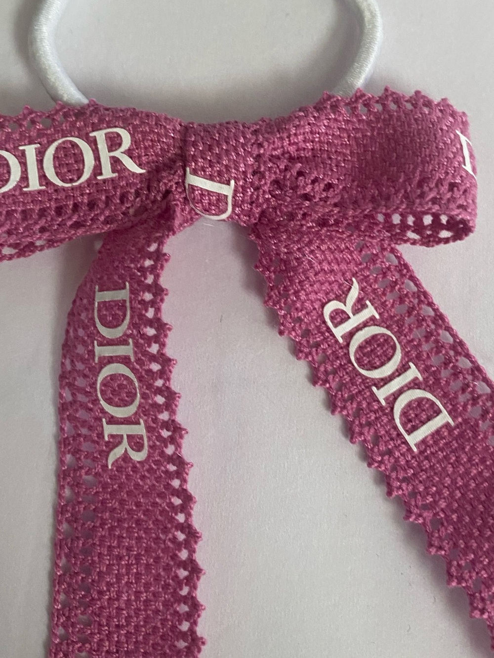 Dior Ribbon Pink Logo Bow Hair Tie - Picture 4 of 4